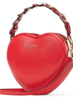 kate spade Red Heart-Shaped Crossbody with Decorative Strap